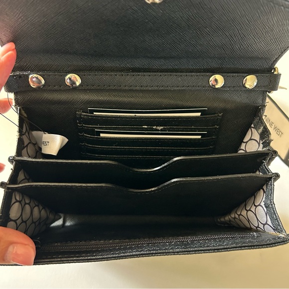 Nine West Pretty Little Things Black Faux Leather shoulder Cross Body bag Purse - Picture 5 of 15